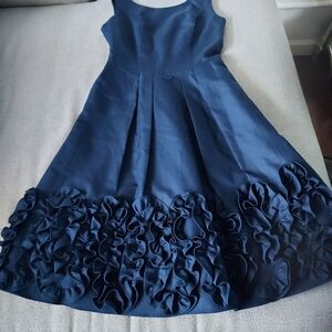 Priscilla of Boston Navy Blue floral Pleated Formal Dress Sz-4